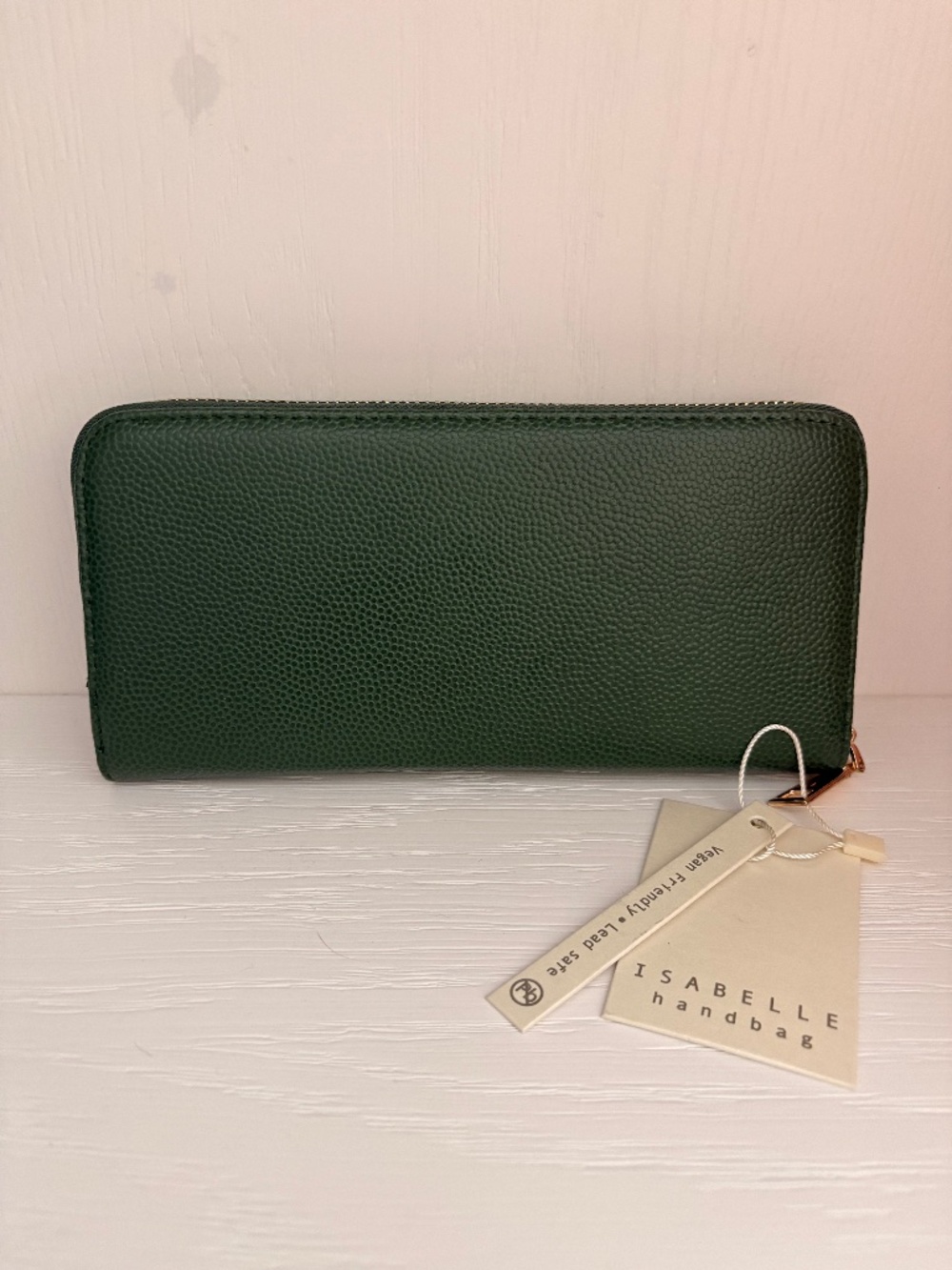 NWT Green Vegan pebbled leather wallet